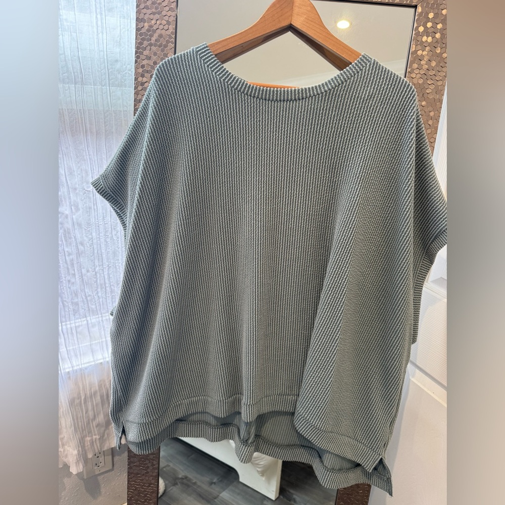 Three Bird Nest Moon Glow Texture Knit Top - Seafoam - Picture 2 of 4